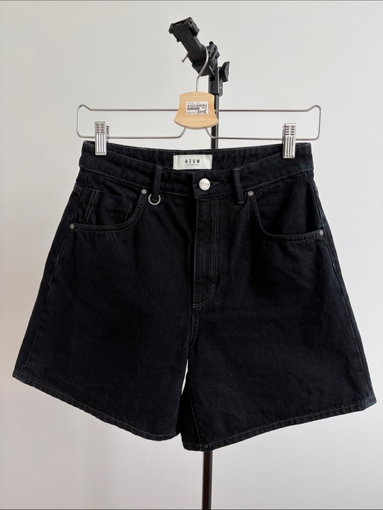 Neuw Pants - NEUW Sade Baggy Cult Black High-Rise A-Line Denim Shorts 26